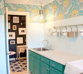 laundry room makeover colorful before after, chalk paint, home decor, kitchen cabinets, laundry rooms, painted furniture